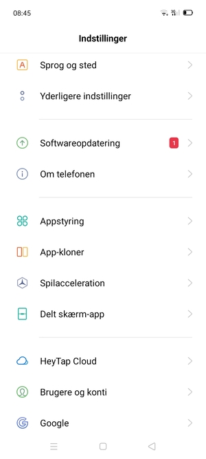 Vend tilbage til menuen Indstillinger og scroll til og vælg Brugere og konti