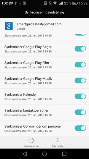 Vælg Synkroniser nu