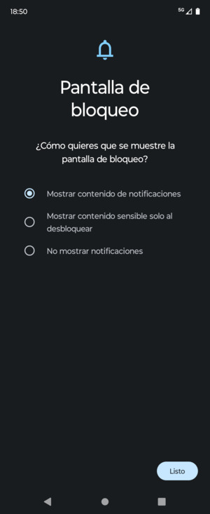 Seleccione la opción deseada y seleccione Listo