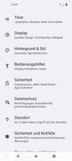 Scrollen Sie und wählen Sie Sicherheit