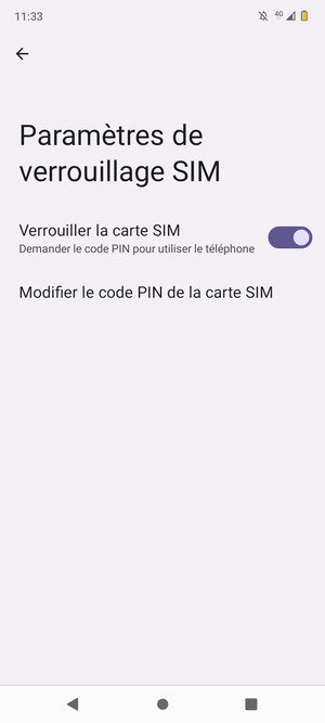 Sélectionnez Modifier le code PIN de la carte SIM