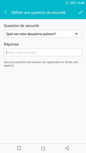 Sélectionnez une question de sécurité