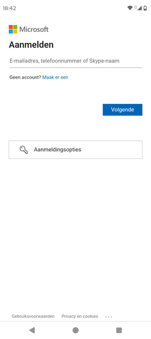 Voer uw e-mailadres in en selecteer Volgende