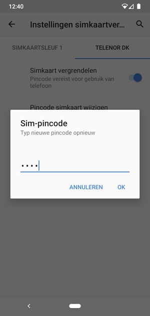 Bevestig uw nieuwe sim-pincode en selecteer OK