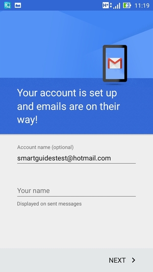 Give your account a name and enter your name. Select NEXT