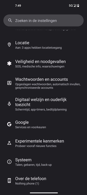 Scroll naar en selecteer Systeem