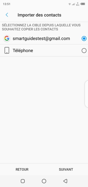 Sélectionnez votre compte Google puis SUIVANT